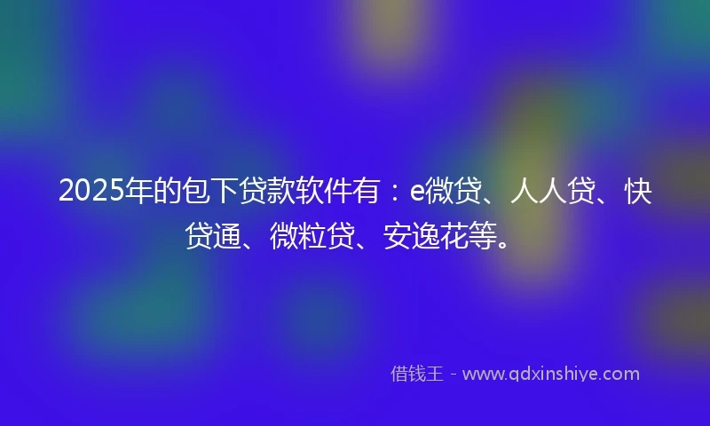 2025年的包下贷款软件有：e微贷、人人贷、快贷通、微粒贷、安逸花等。