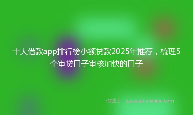十大借款app排行榜小额贷款2025年推荐，梳理5个审贷口子审核加快的口子