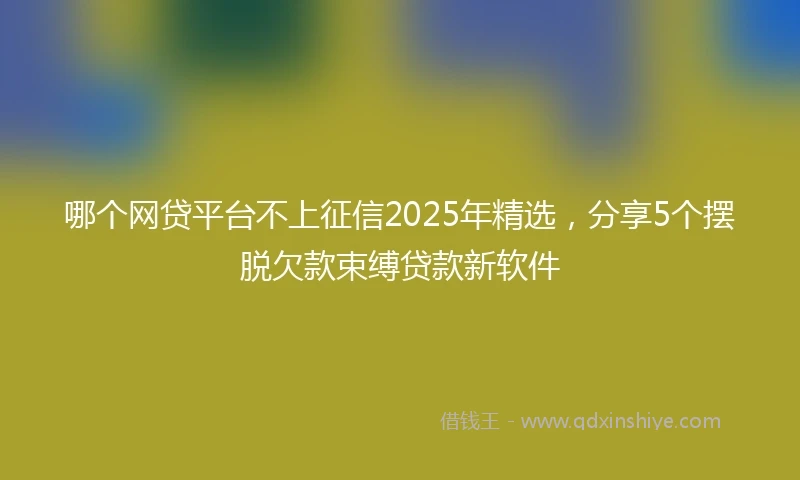 哪个网贷平台不上征信2025年精选，分享5个摆脱欠款束缚贷款新软件