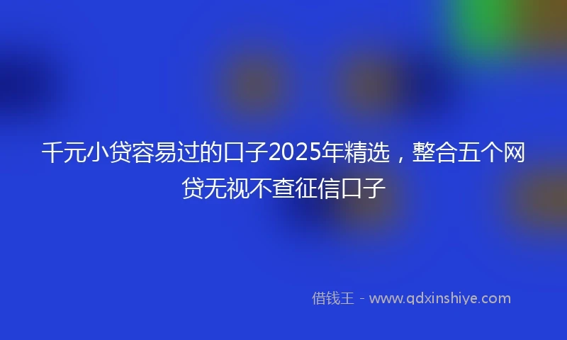 千元小贷容易过的口子2025年精选，整合五个网贷无视不查征信口子