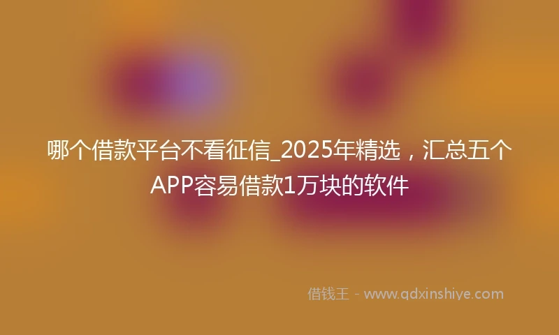 哪个借款平台不看征信_2025年精选，汇总五个APP容易借款1万块的软件