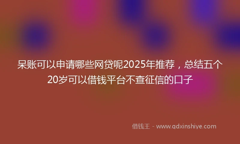 呆账可以申请哪些网贷呢2025年推荐,总结五个20岁可以借钱平台不查征信的口子