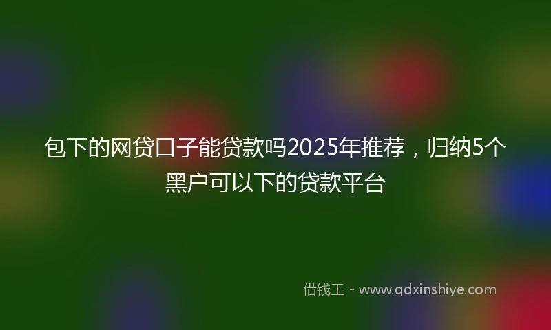 包下的网贷口子能贷款吗2025年推荐，归纳5个黑户可以下的贷款平台