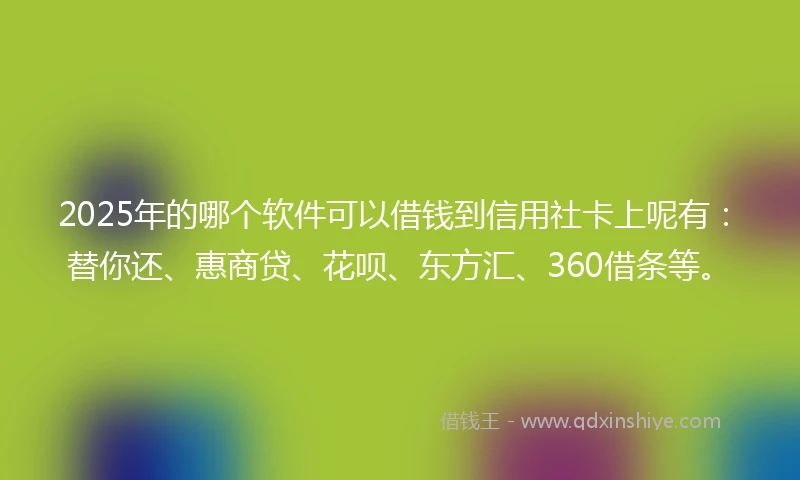 2025年的哪个软件可以借钱到信用社卡上呢有：替你还、惠商贷、花呗、东方汇、360借条等。