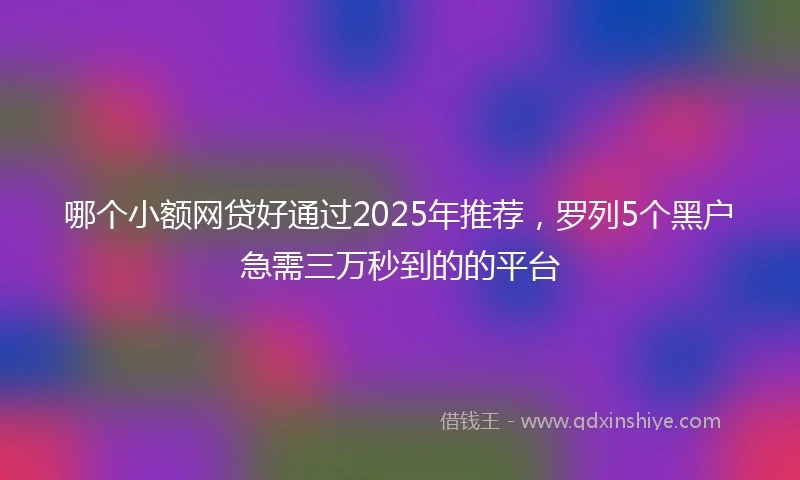 哪个小额网贷好通过2025年推荐，罗列5个黑户急需三万秒到的的平台