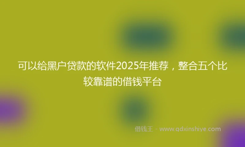 可以给黑户贷款的软件2025年推荐，整合五个比较靠谱的借钱平台