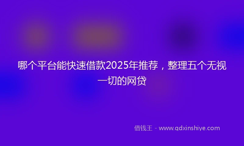 哪个平台能快速借款2025年推荐，整理五个无视一切的网贷