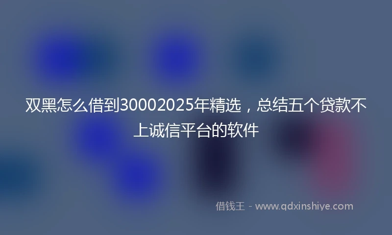 双黑怎么借到30002025年精选，总结五个贷款不上诚信平台的软件