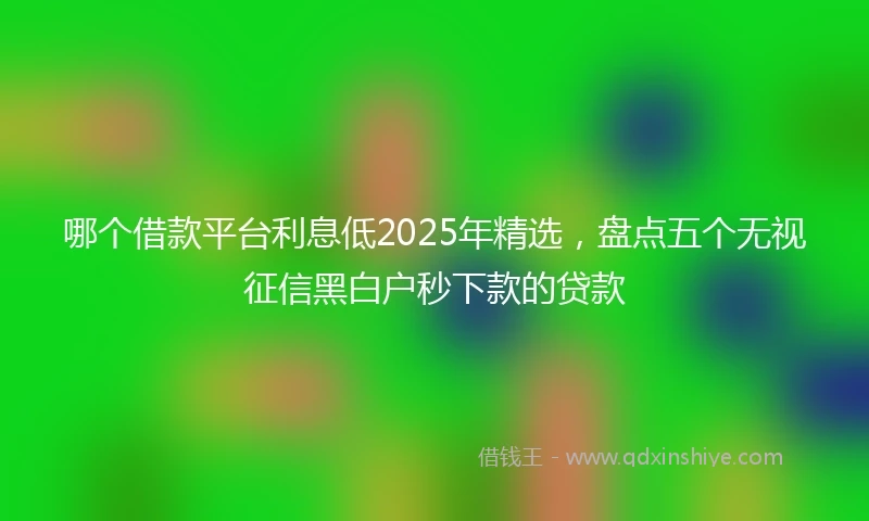 哪个借款平台利息低2025年精选，盘点五个无视征信黑白户秒下款的贷款