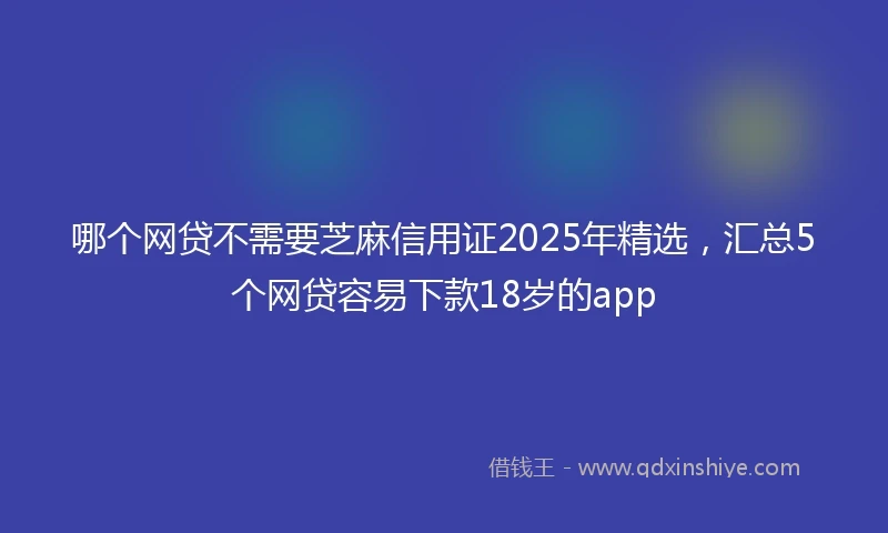 哪个网贷不需要芝麻信用证2025年精选,汇总5个网贷容易下款18岁的app
