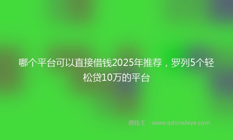 哪个平台可以直接借钱2025年推荐，罗列5个轻松贷10万的平台