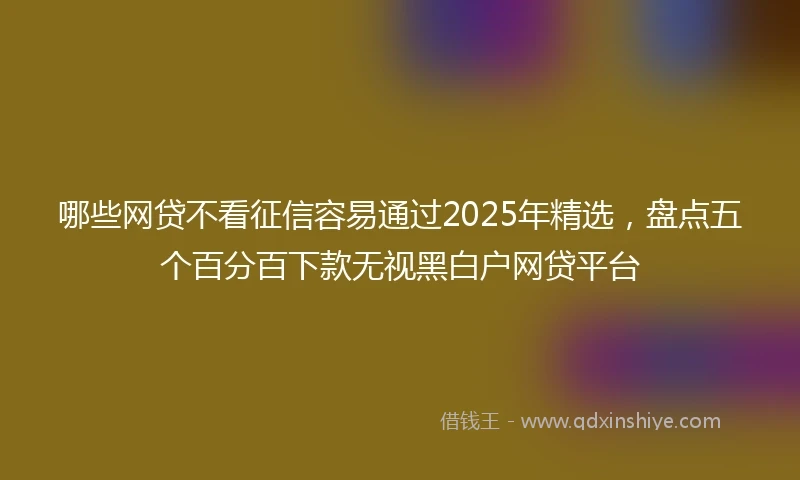 哪些网贷不看征信容易通过2025年精选，盘点五个百分百下款无视黑白户网贷平台