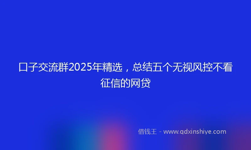 口子交流群2025年精选，总结五个无视风控不看征信的网贷