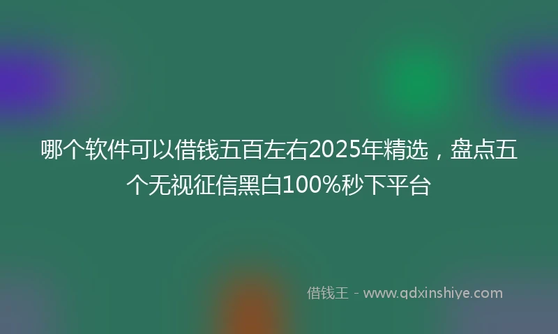 哪个软件可以借钱五百左右2025年精选，盘点五个无视征信黑白100%秒下平台