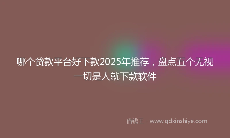 哪个贷款平台好下款2025年推荐，盘点五个无视一切是人就下款软件