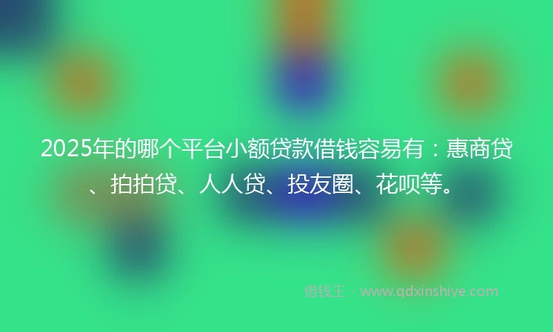 2025年的哪个平台小额贷款借钱容易有：惠商贷、拍拍贷、人人贷、投友圈、花呗等。