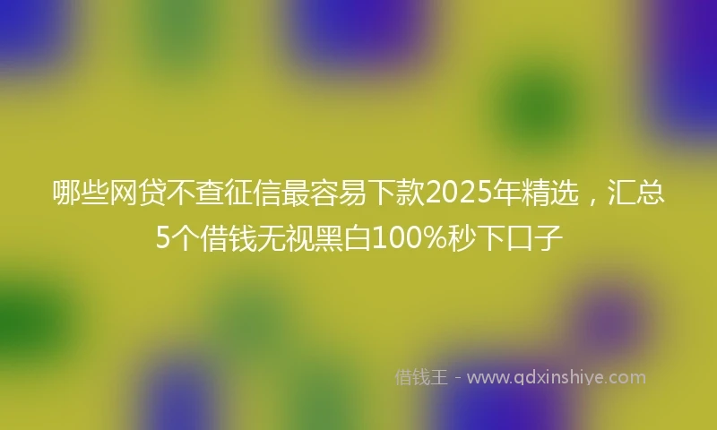 哪些网贷不查征信最容易下款2025年精选，汇总5个借钱无视黑白100%秒下口子