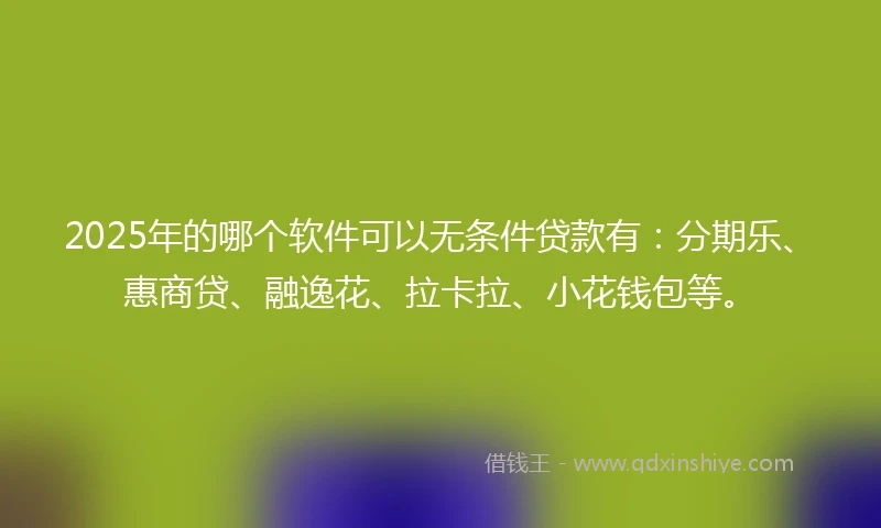 2025年的哪个软件可以无条件贷款有：分期乐、惠商贷、融逸花、拉卡拉、小花钱包等。