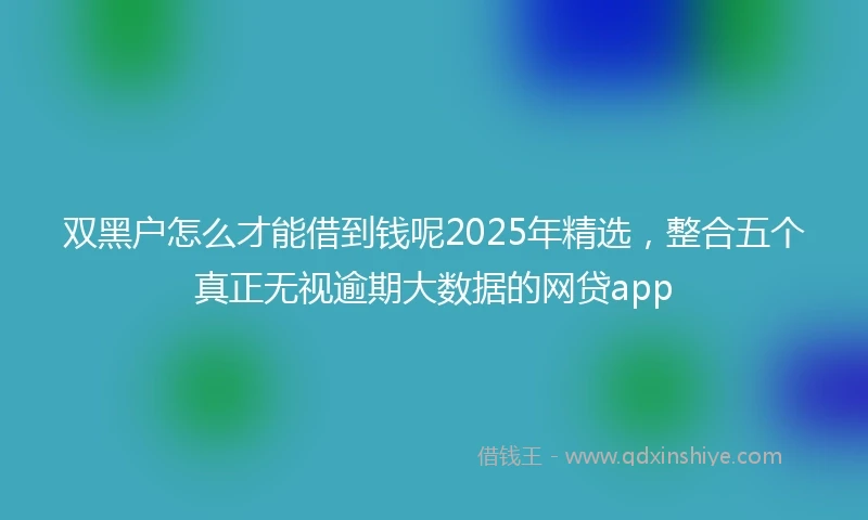 双黑户怎么才能借到钱呢2025年精选，整合五个真正无视逾期大数据的网贷app