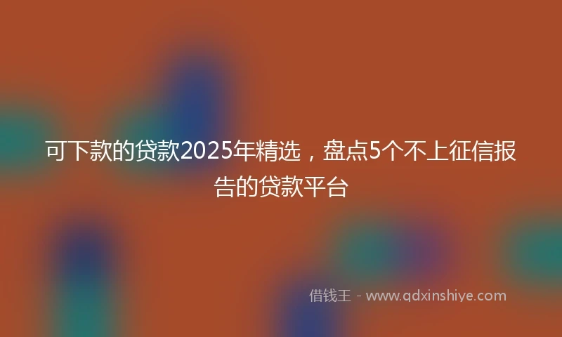 可下款的贷款2025年精选，盘点5个不上征信报告的贷款平台