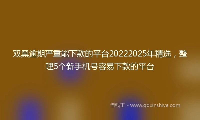 双黑逾期严重能下款的平台20222025年精选，整理5个新手机号容易下款的平台