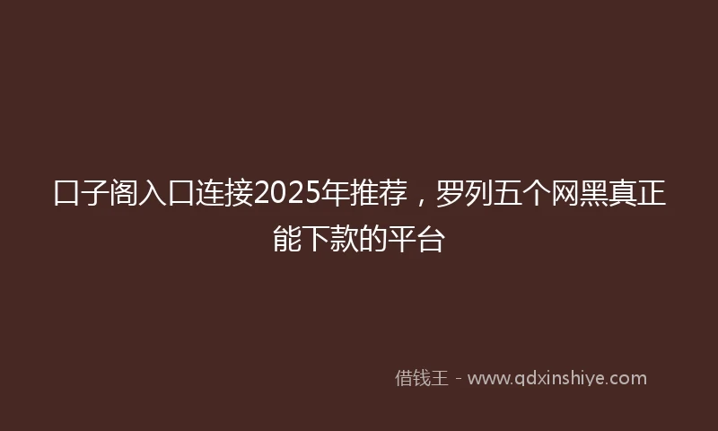 口子阁入口连接2025年推荐，罗列五个网黑真正能下款的平台