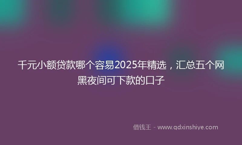 千元小额贷款哪个容易2025年精选，汇总五个网黑夜间可下款的口子