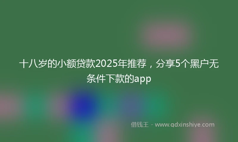 十八岁的小额贷款2025年推荐，分享5个黑户无条件下款的app