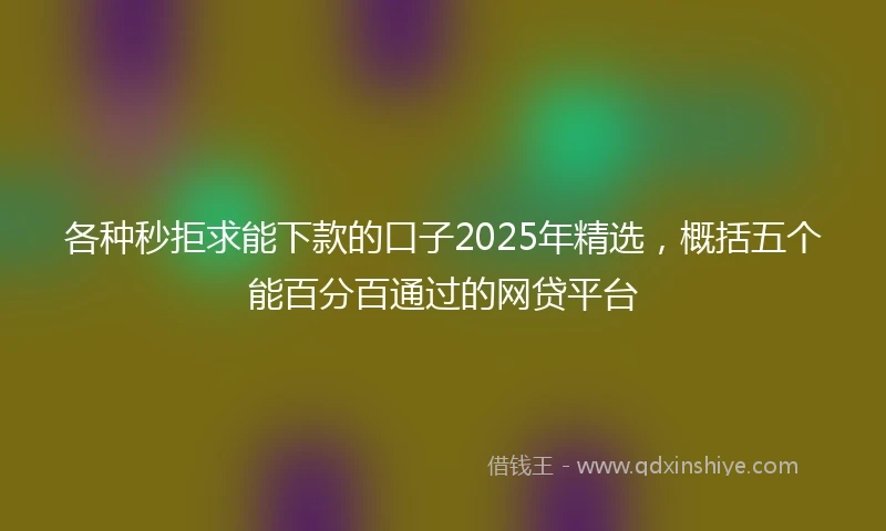 各种秒拒求能下款的口子2025年精选，概括五个能百分百通过的网贷平台