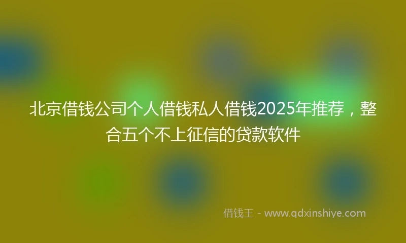 北京借钱公司个人借钱私人借钱2025年推荐，整合五个不上征信的贷款软件