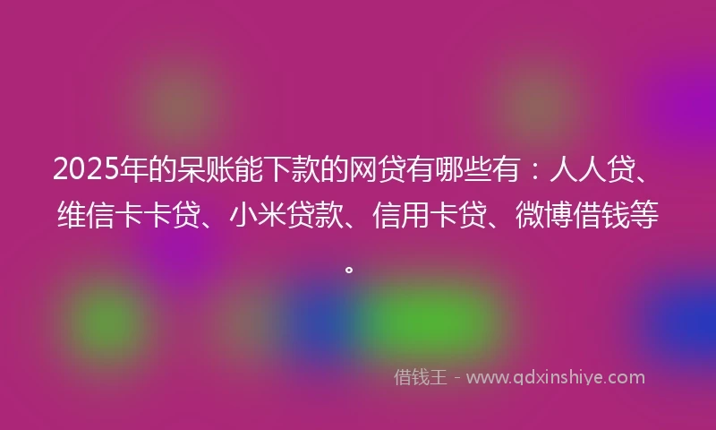 2025年的呆账能下款的网贷有哪些有：人人贷、维信卡卡贷、小米贷款、信用卡贷、微博借钱等。
