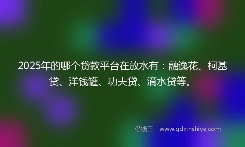 2025年的哪个贷款平台在放水有：融逸花、柯基贷、洋钱罐、功夫贷、滴水贷等。