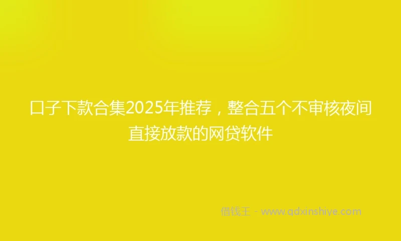 口子下款合集2025年推荐,整合五个不审核夜间直接放款的网贷软件