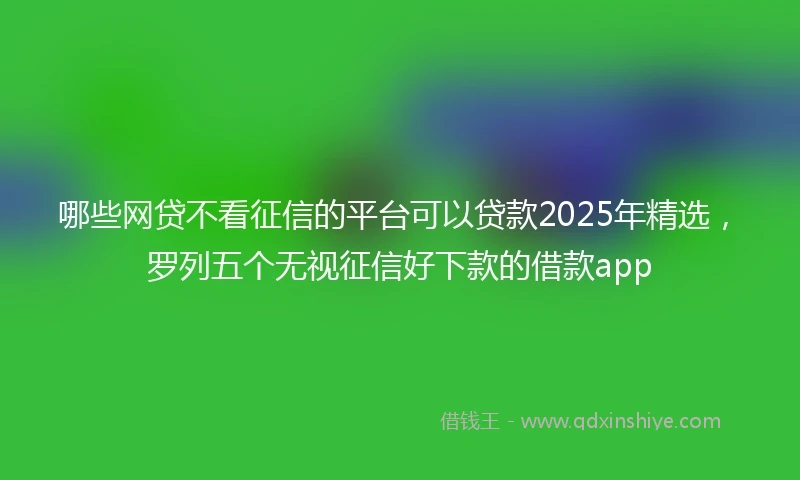 哪些网贷不看征信的平台可以贷款2025年精选，罗列五个无视征信好下款的借款app