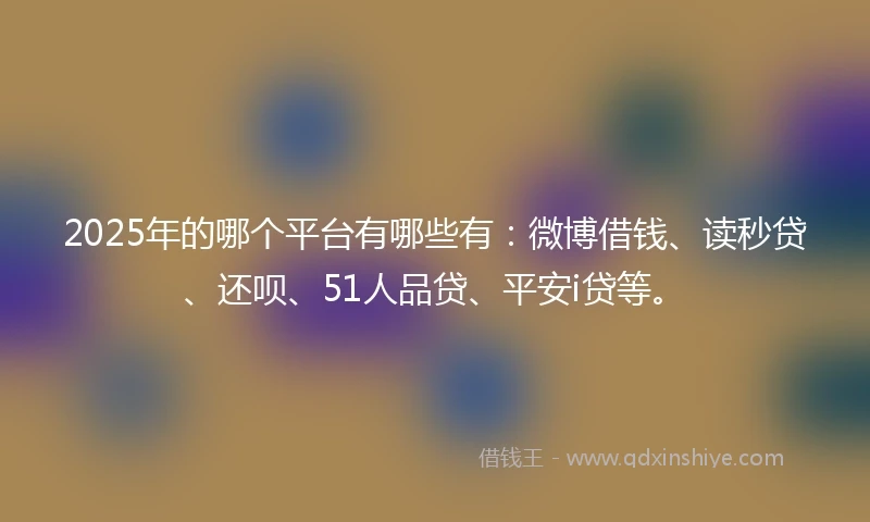 2025年的哪个平台有哪些有：微博借钱、读秒贷、还呗、51人品贷、平安i贷等。