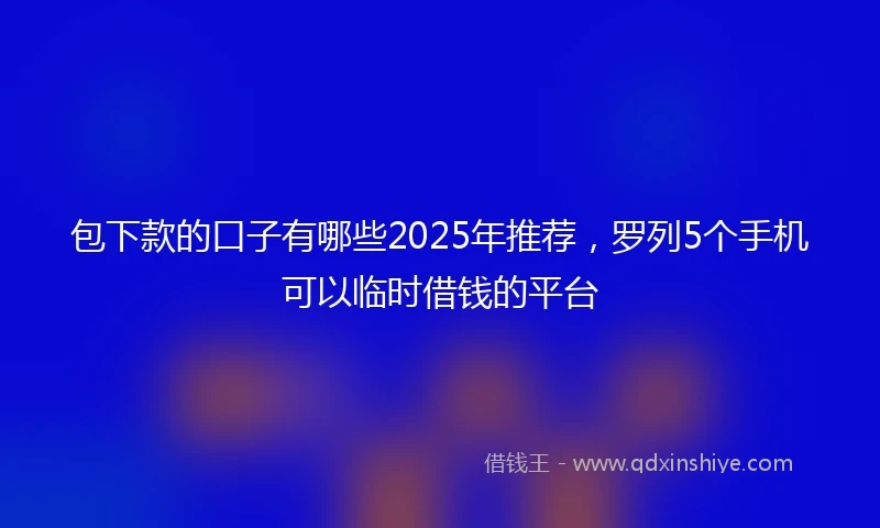 包下款的口子有哪些2025年推荐，罗列5个手机可以临时借钱的平台