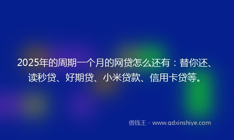 2025年的周期一个月的网贷怎么还有：替你还、读秒贷、好期贷、小米贷款、信用卡贷等。