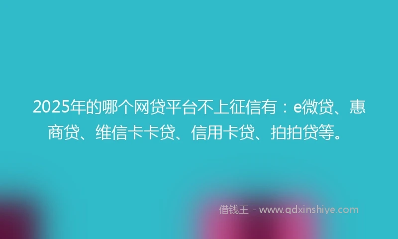 2025年的哪个网贷平台不上征信有:e微贷、惠商贷、维信卡卡贷、信用卡贷、拍拍贷等。