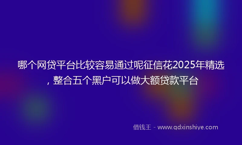 哪个网贷平台比较容易通过呢征信花2025年精选，整合五个黑户可以做大额贷款平台