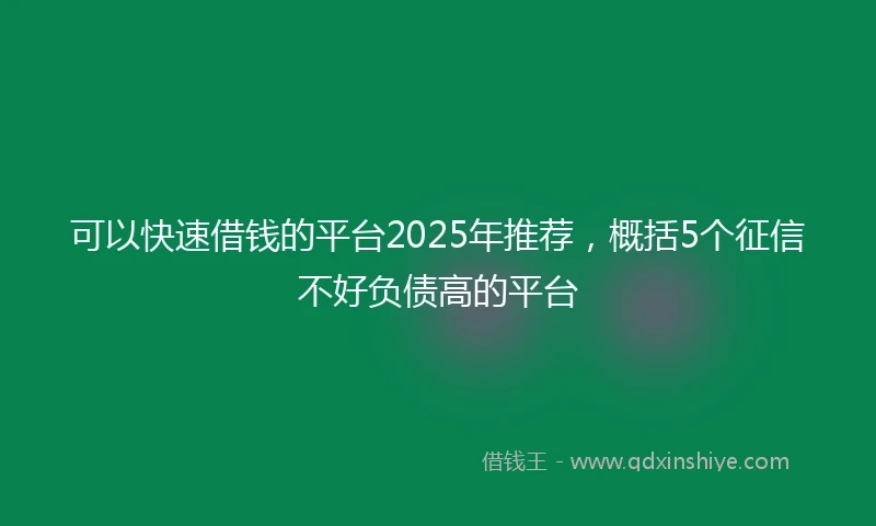 可以快速借钱的平台2025年推荐，概括5个征信不好负债高的平台