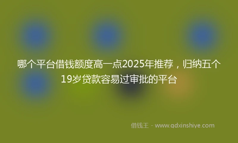 哪个平台借钱额度高一点2025年推荐，归纳五个19岁贷款容易过审批的平台