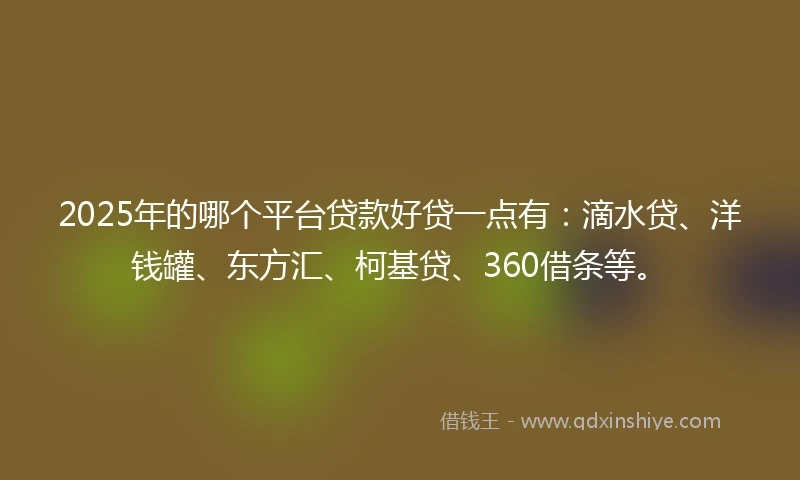 2025年的哪个平台贷款好贷一点有：滴水贷、洋钱罐、东方汇、柯基贷、360借条等。