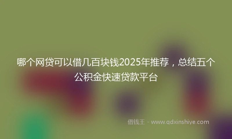 哪个网贷可以借几百块钱2025年推荐，总结五个公积金快速贷款平台