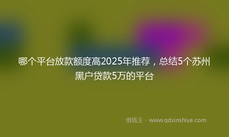 哪个平台放款额度高2025年推荐，总结5个苏州黑户贷款5万的平台
