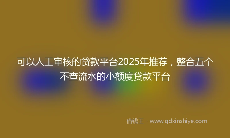可以人工审核的贷款平台2025年推荐，整合五个不查流水的小额度贷款平台