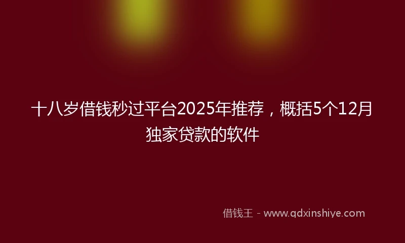 十八岁借钱秒过平台2025年推荐，概括5个12月独家贷款的软件