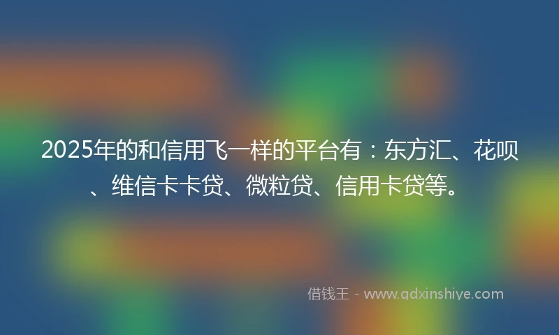 2025年的和信用飞一样的平台有：东方汇、花呗、维信卡卡贷、微粒贷、信用卡贷等。