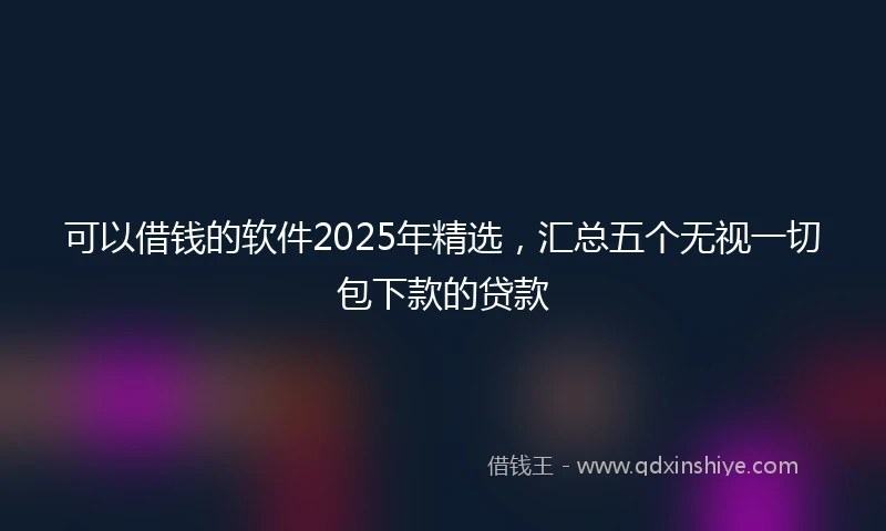 可以借钱的软件2025年精选，汇总五个无视一切包下款的贷款