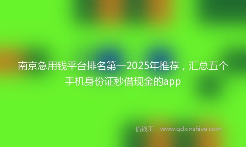 南京急用钱平台排名第一2025年推荐，汇总五个手机身份证秒借现金的app