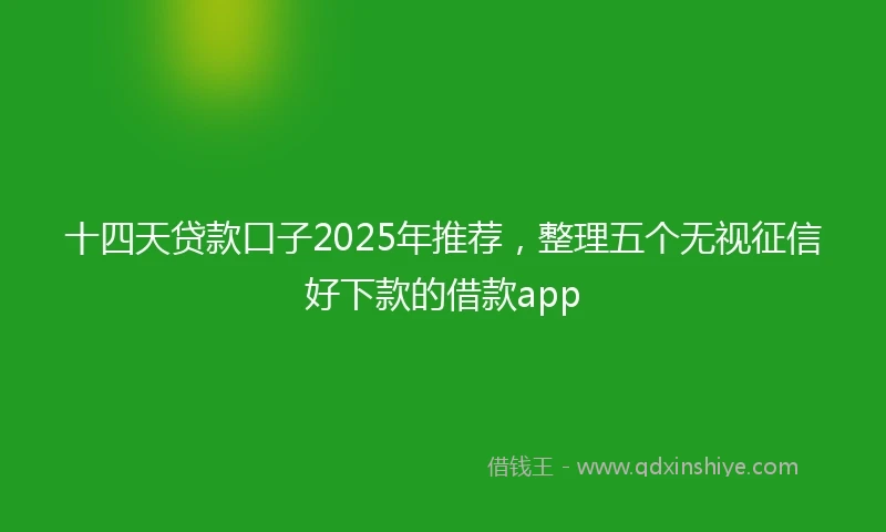 十四天贷款口子2025年推荐，整理五个无视征信好下款的借款app
